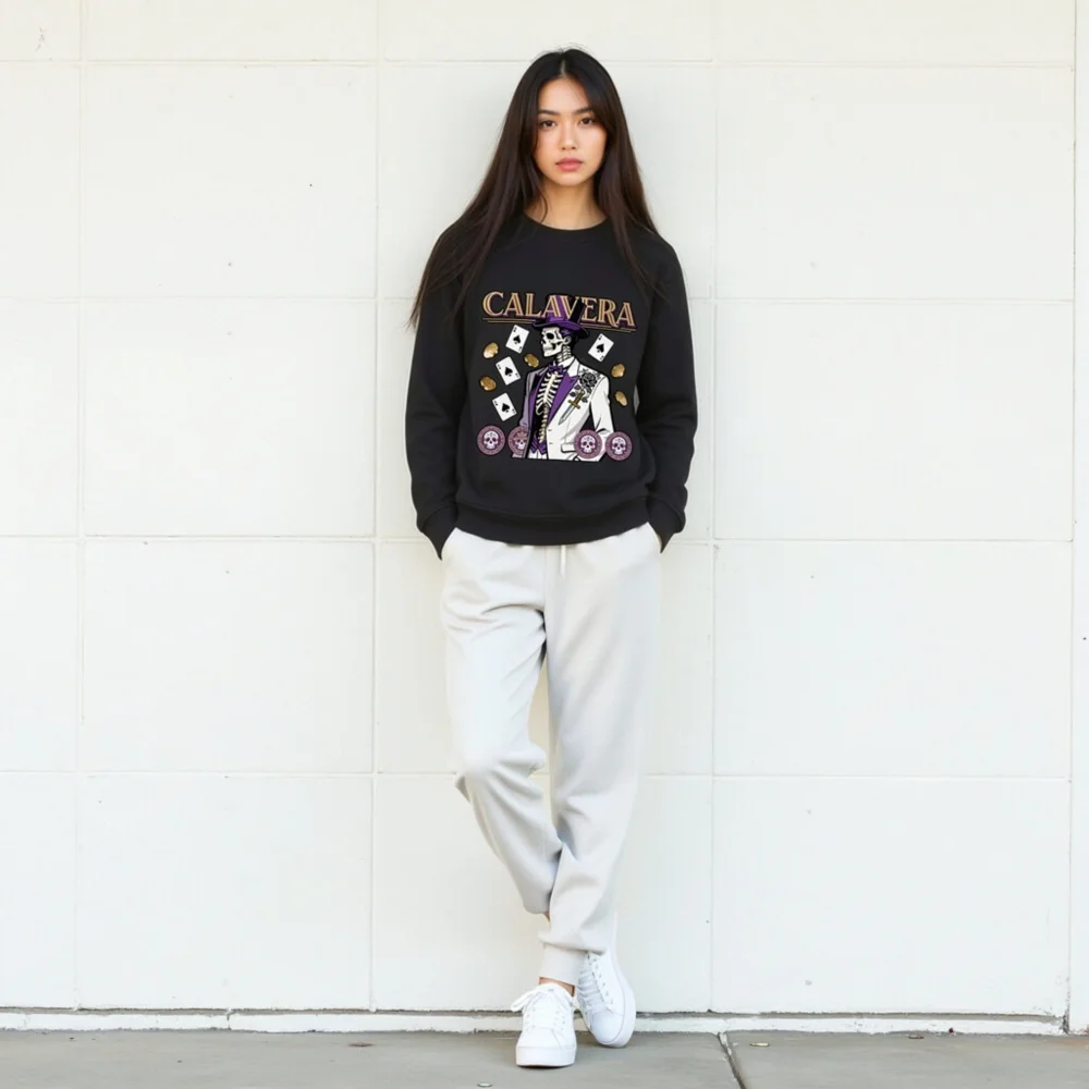 Calavera Skeleton Unisex Organic Sweatshirt - Gothic Punk Streetwear - Image 10
