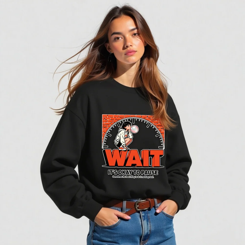Wait It's Okay to Pause Sweatshirt - Unisex Crewneck Graphic Pullover - Image 5