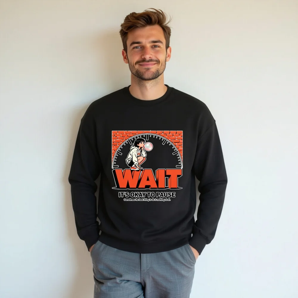 Wait It's Okay to Pause Sweatshirt - Unisex Crewneck Graphic Pullover - Image 7