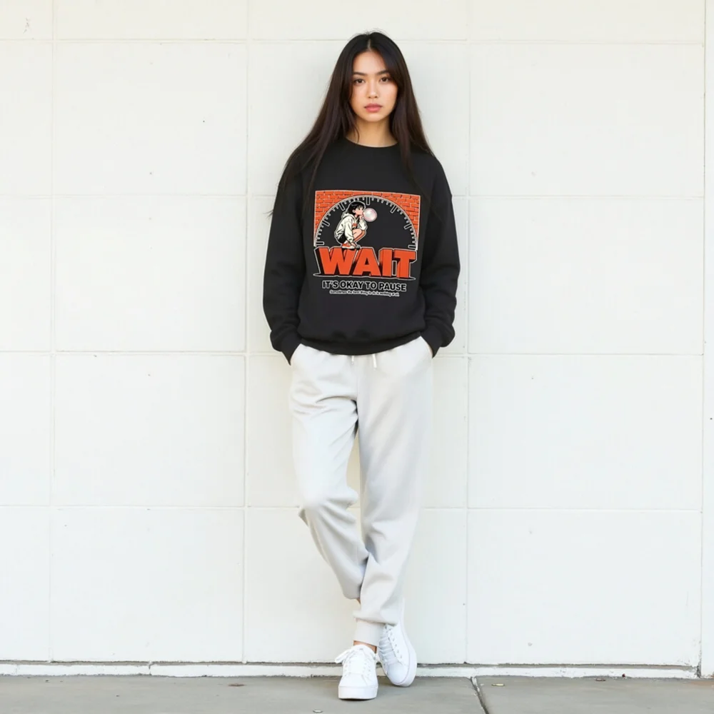 Wait It's Okay to Pause Sweatshirt - Unisex Crewneck Graphic Pullover - Image 10