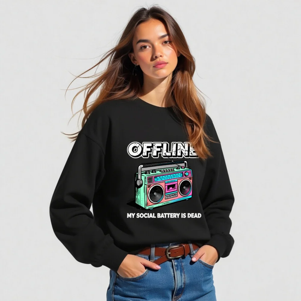 Offline My Social Battery Is Dead Sweatshirt - Unisex Crewneck - Image 5