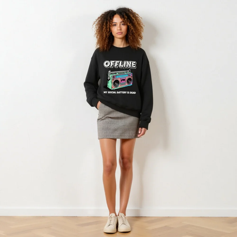 Offline My Social Battery Is Dead Sweatshirt - Unisex Crewneck - Image 6