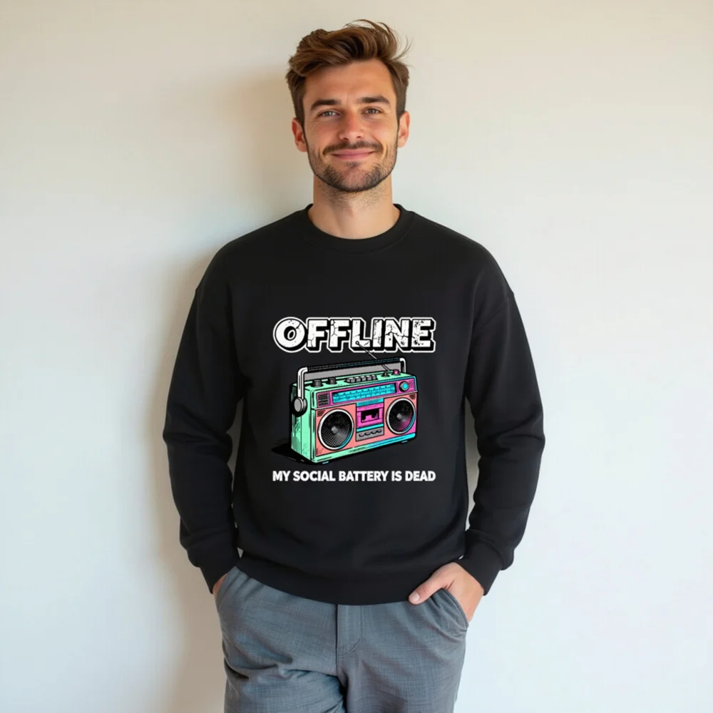 Offline My Social Battery Is Dead Sweatshirt - Unisex Crewneck - Image 7