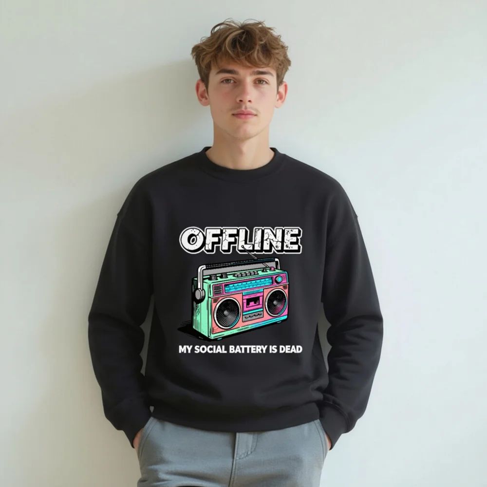 Offline My Social Battery Is Dead Sweatshirt - Unisex Crewneck - Image 8