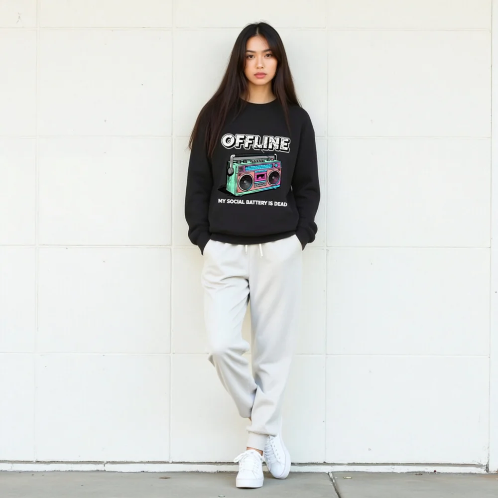 Offline My Social Battery Is Dead Sweatshirt - Unisex Crewneck - Image 10