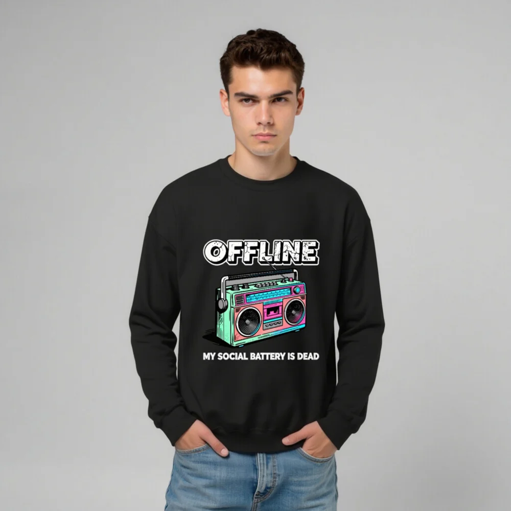 Offline My Social Battery Is Dead Sweatshirt - Unisex Crewneck - Image 11