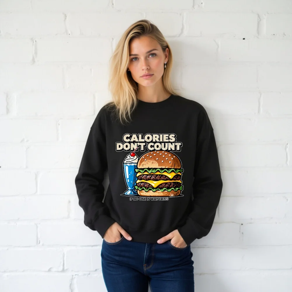 Calories Don't Count Sweatshirt – Unisex Crew Neck Hoodie - Image 2