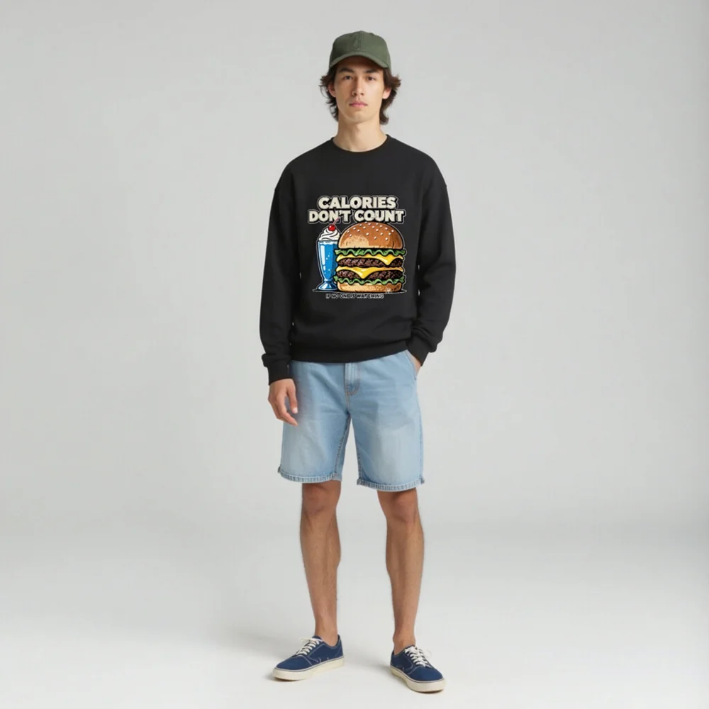 Calories Don't Count Sweatshirt – Unisex Crew Neck Hoodie - Image 3