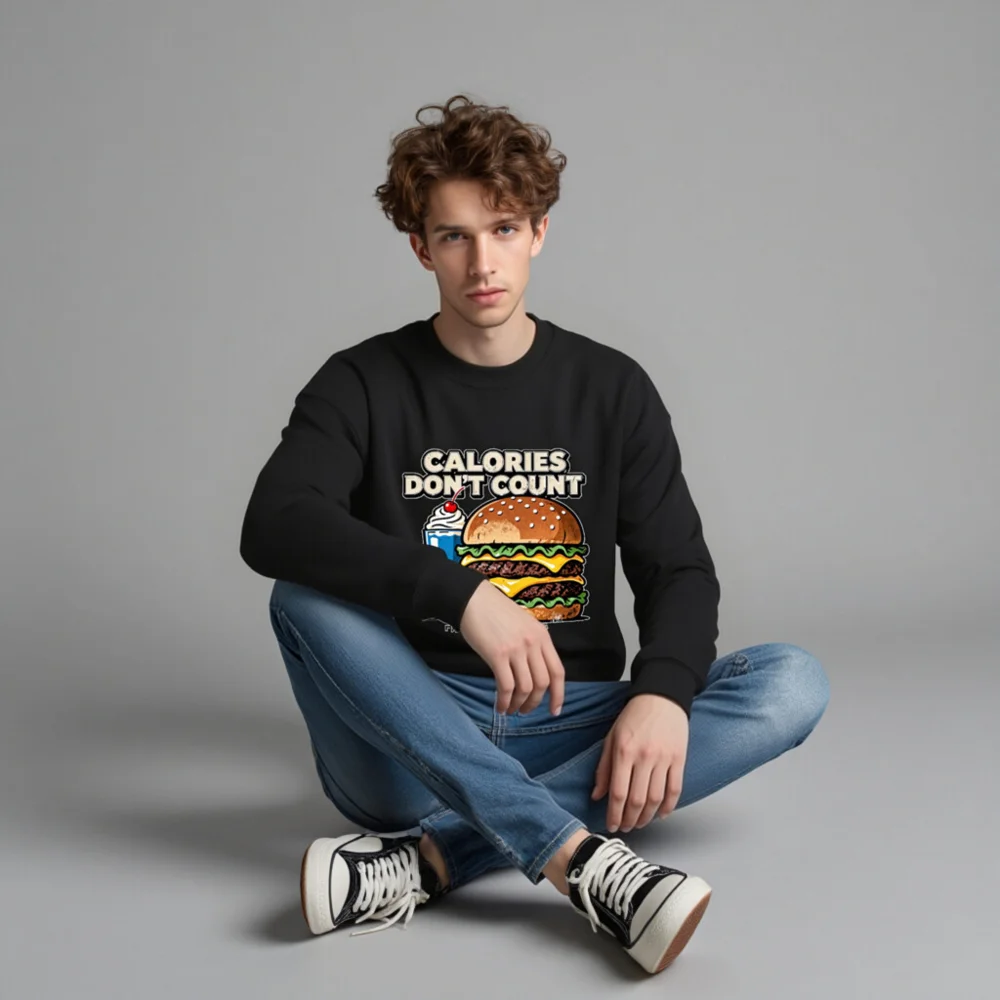 Calories Don't Count Sweatshirt – Unisex Crew Neck Hoodie - Image 4