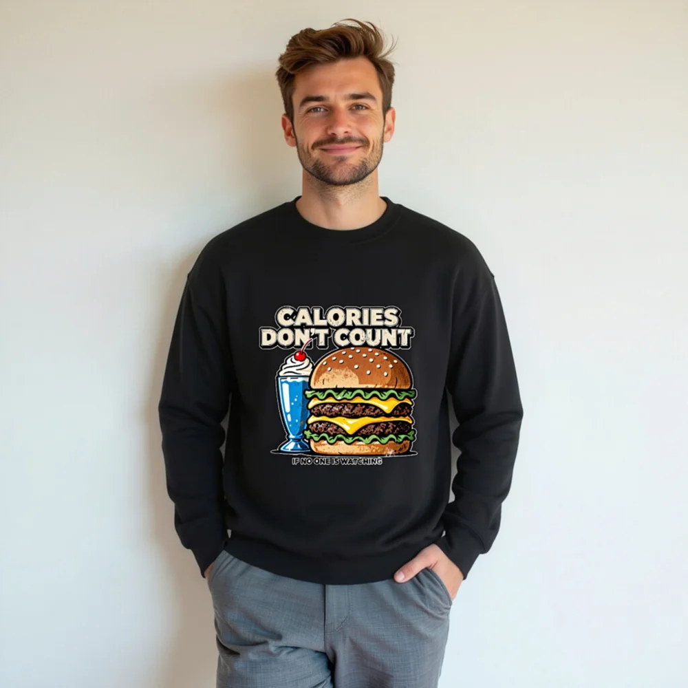 Calories Don't Count Sweatshirt – Unisex Crew Neck Hoodie - Image 7