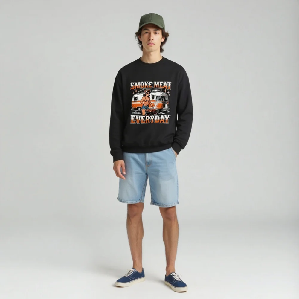 Smoke Meat Everyday Unisex Crewneck Sweatshirt - Image 3