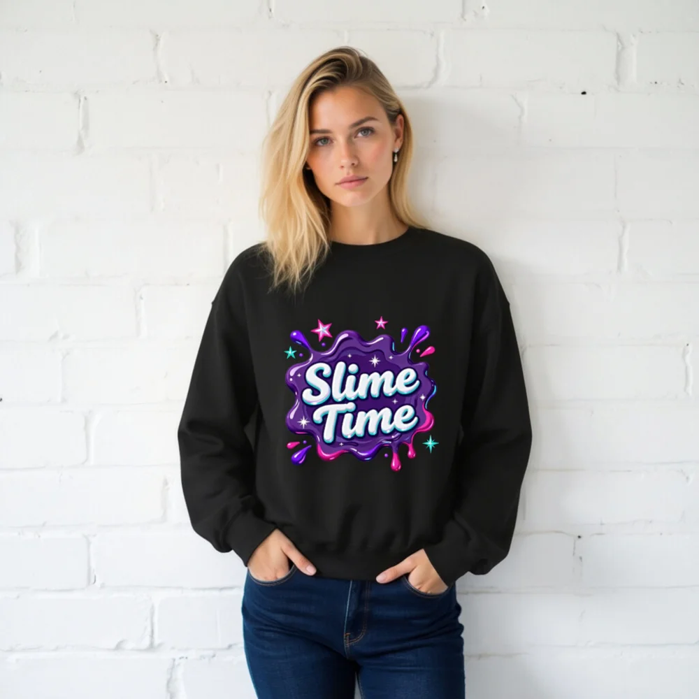 Slime Time Unisex Crew Neck Sweatshirt - Soft Cotton Pullover - Image 2