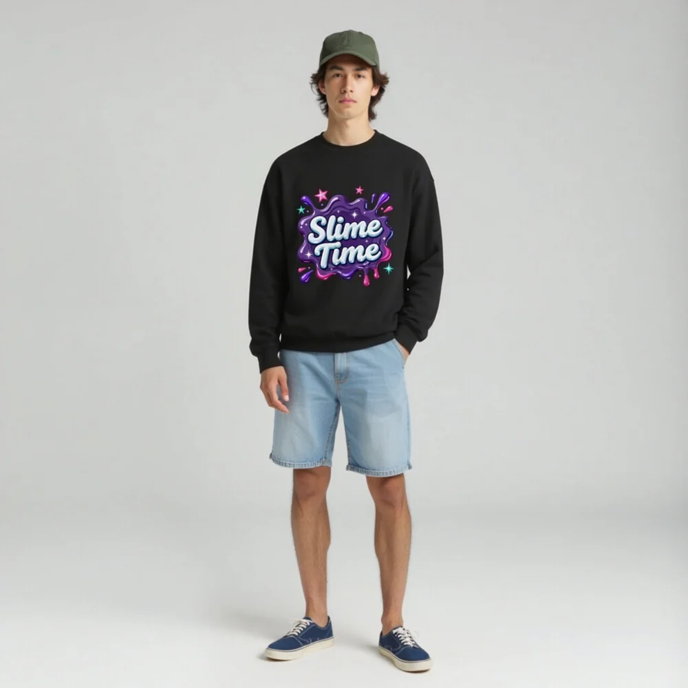 Slime Time Unisex Crew Neck Sweatshirt - Soft Cotton Pullover - Image 3