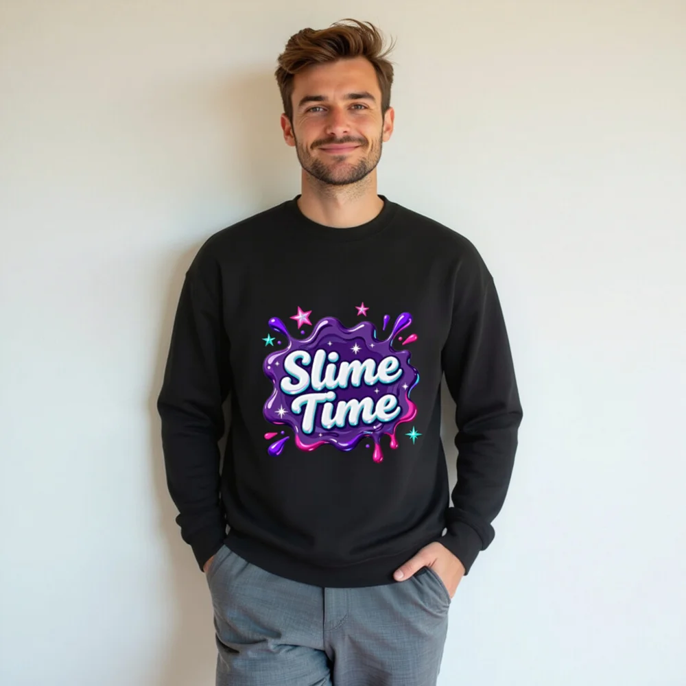 Slime Time Unisex Crew Neck Sweatshirt - Soft Cotton Pullover - Image 7
