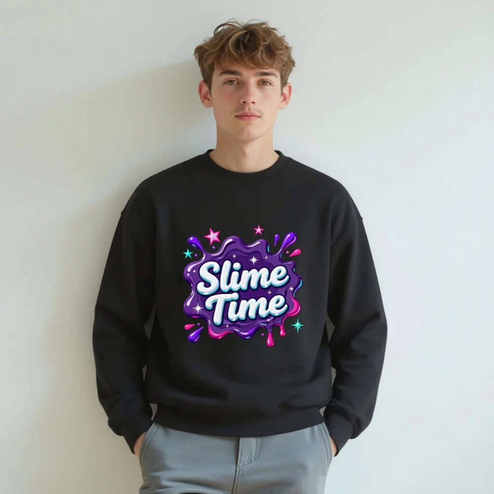 Slime Time Unisex Crew Neck Sweatshirt - Soft Cotton Pullover - Image 8