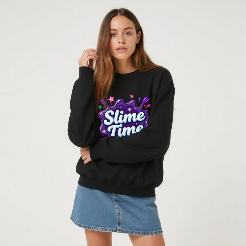 Slime Time Unisex Crew Neck Sweatshirt - Soft Cotton Pullover - Image 9