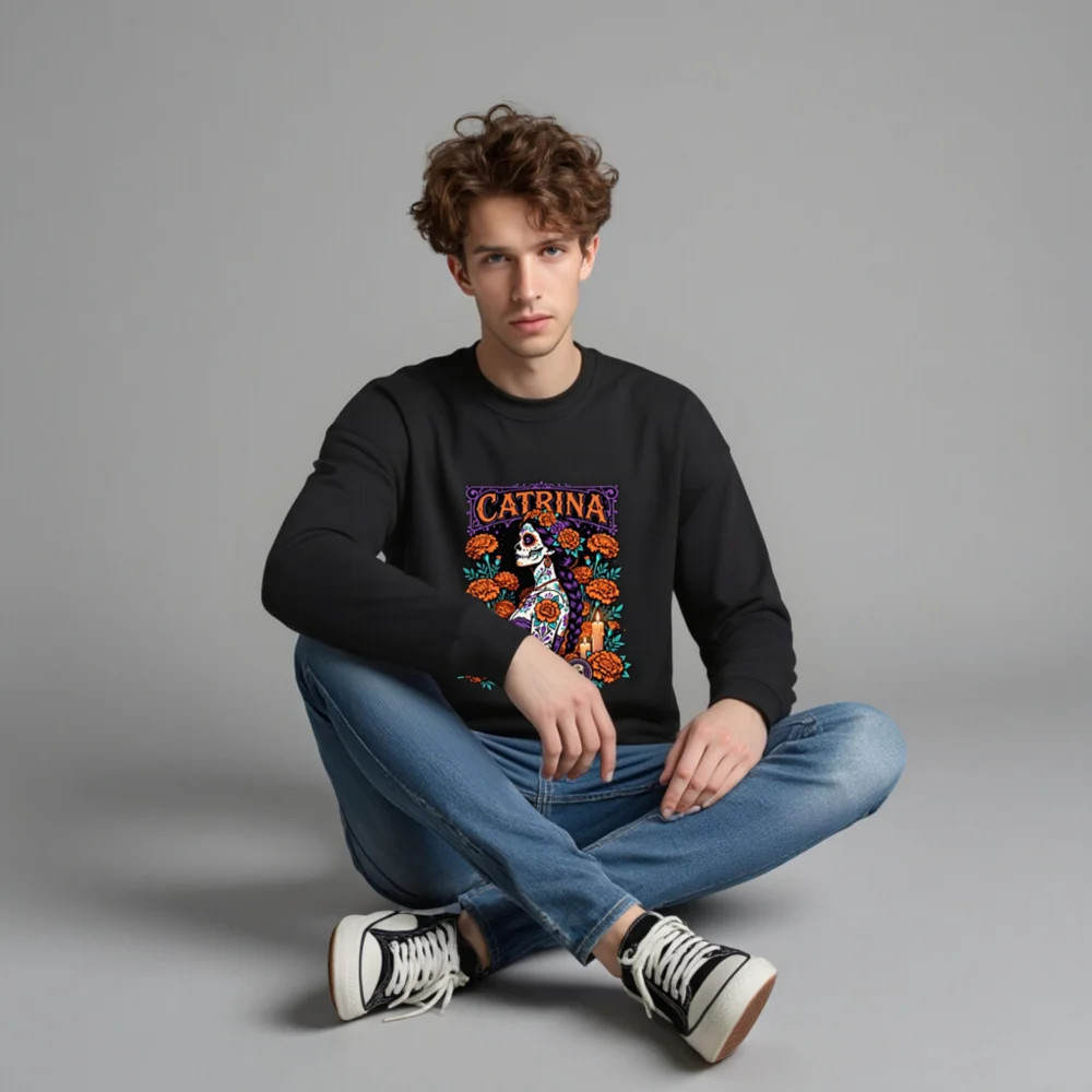 Catrina Day of the Dead Sweatshirt - Unisex Crew Neck - Image 4