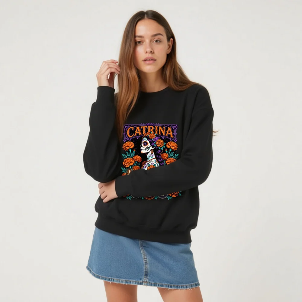 Catrina Day of the Dead Sweatshirt - Unisex Crew Neck - Image 9