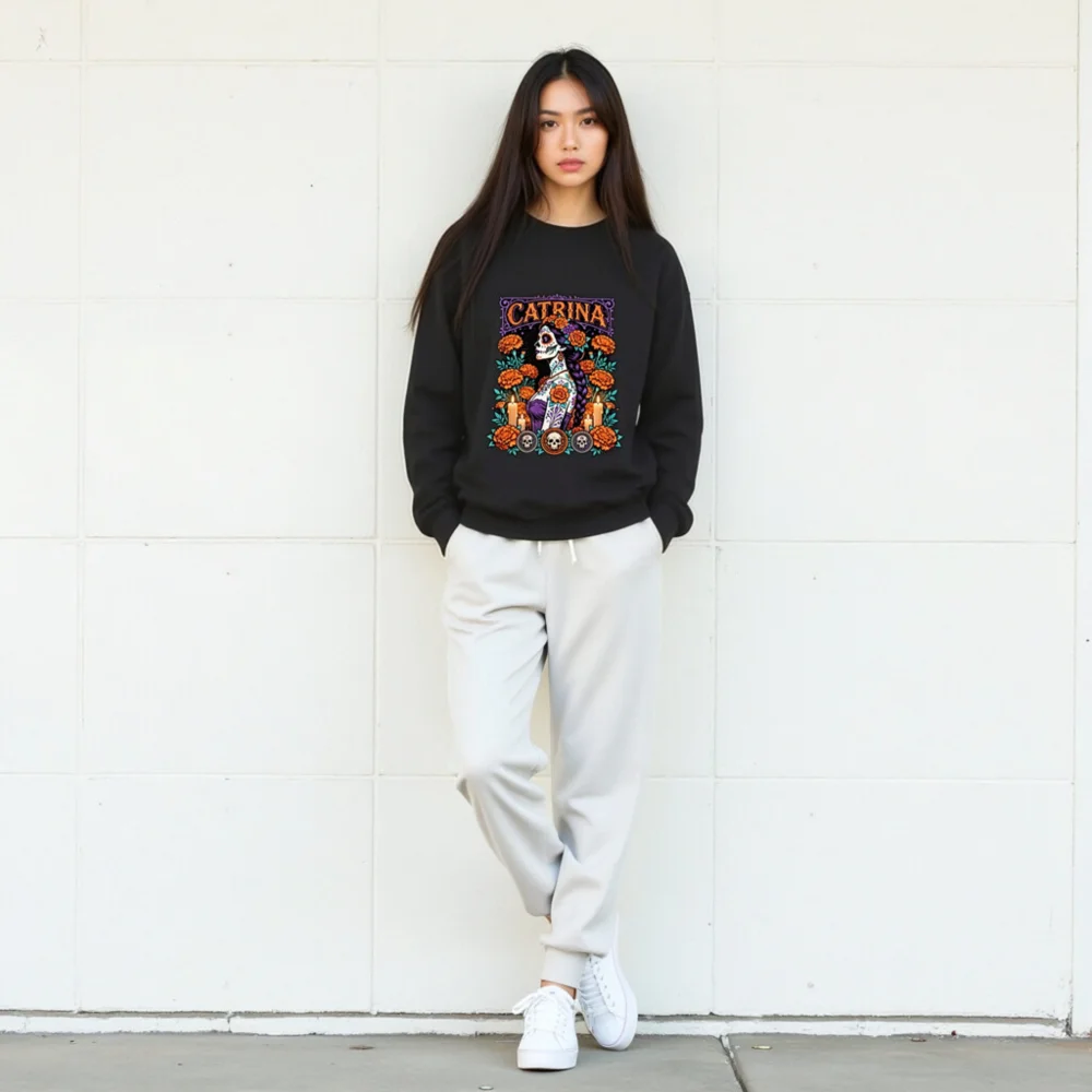 Catrina Day of the Dead Sweatshirt - Unisex Crew Neck - Image 10