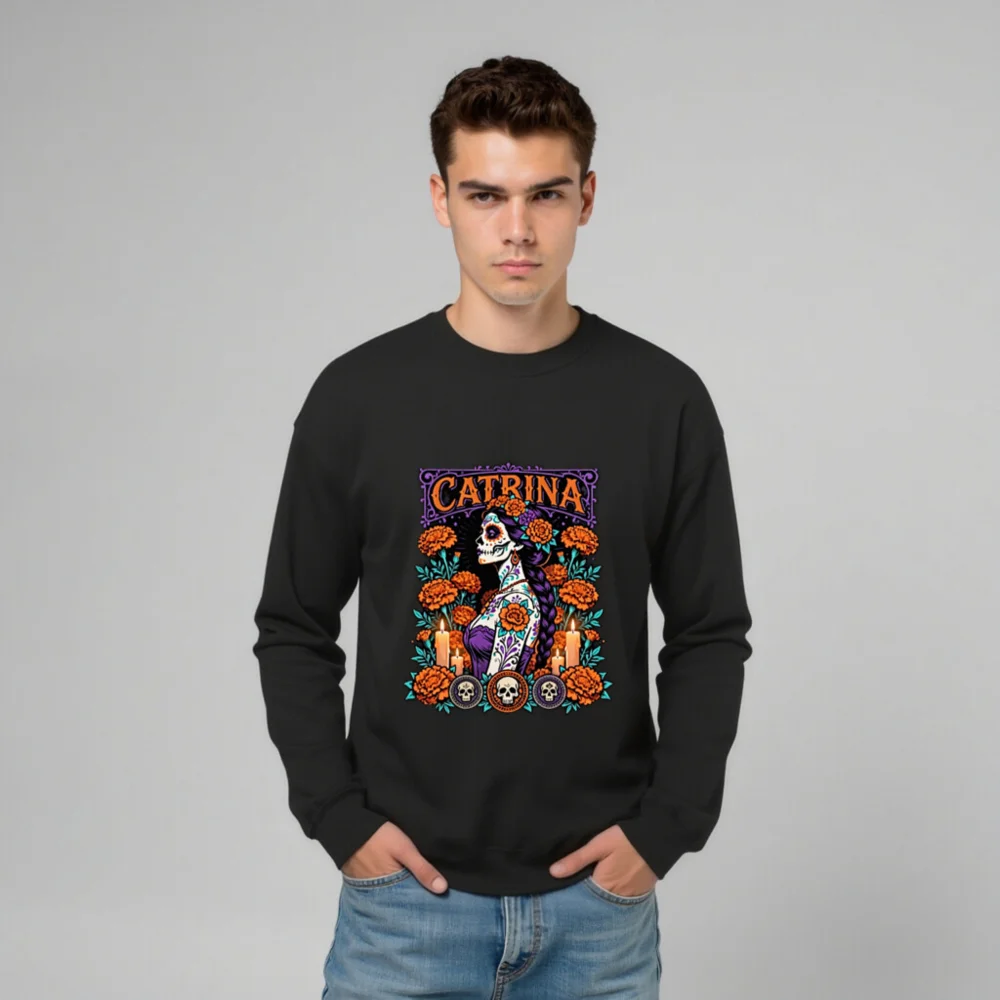 Catrina Day of the Dead Sweatshirt - Unisex Crew Neck - Image 11