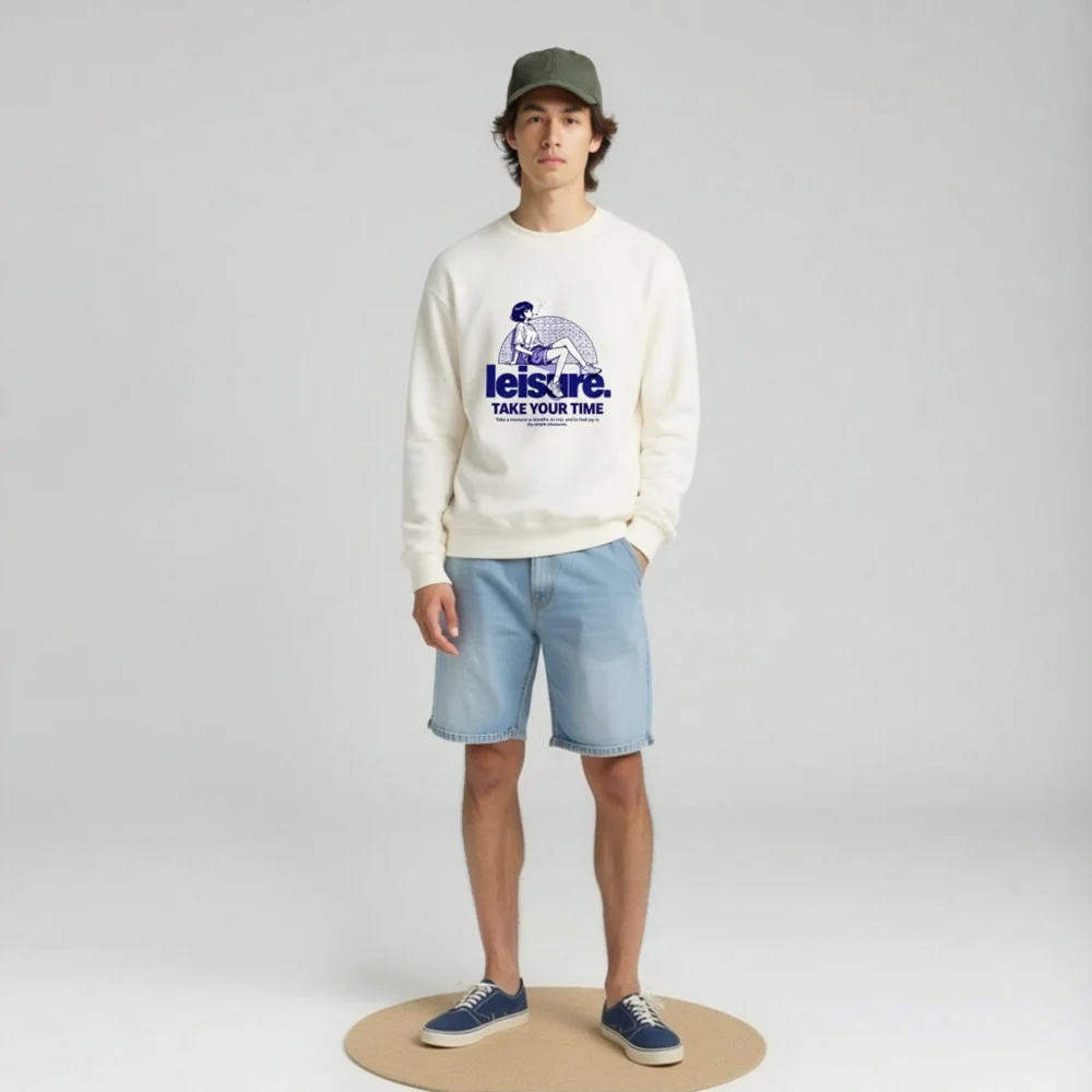 Leisure Unisex Crew Neck Sweatshirt – Take Your Time Graphic Pullover - Image 3