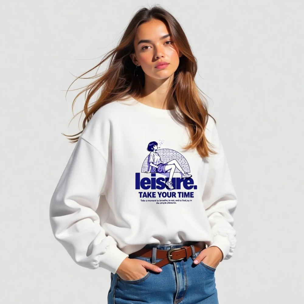 Leisure Unisex Crew Neck Sweatshirt – Take Your Time Graphic Pullover - Image 5
