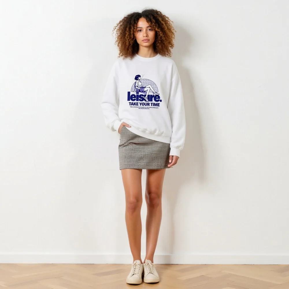 Leisure Unisex Crew Neck Sweatshirt – Take Your Time Graphic Pullover - Image 6