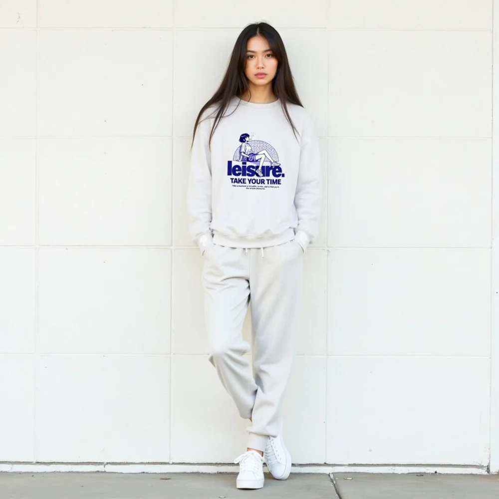 Leisure Unisex Crew Neck Sweatshirt – Take Your Time Graphic Pullover - Image 10
