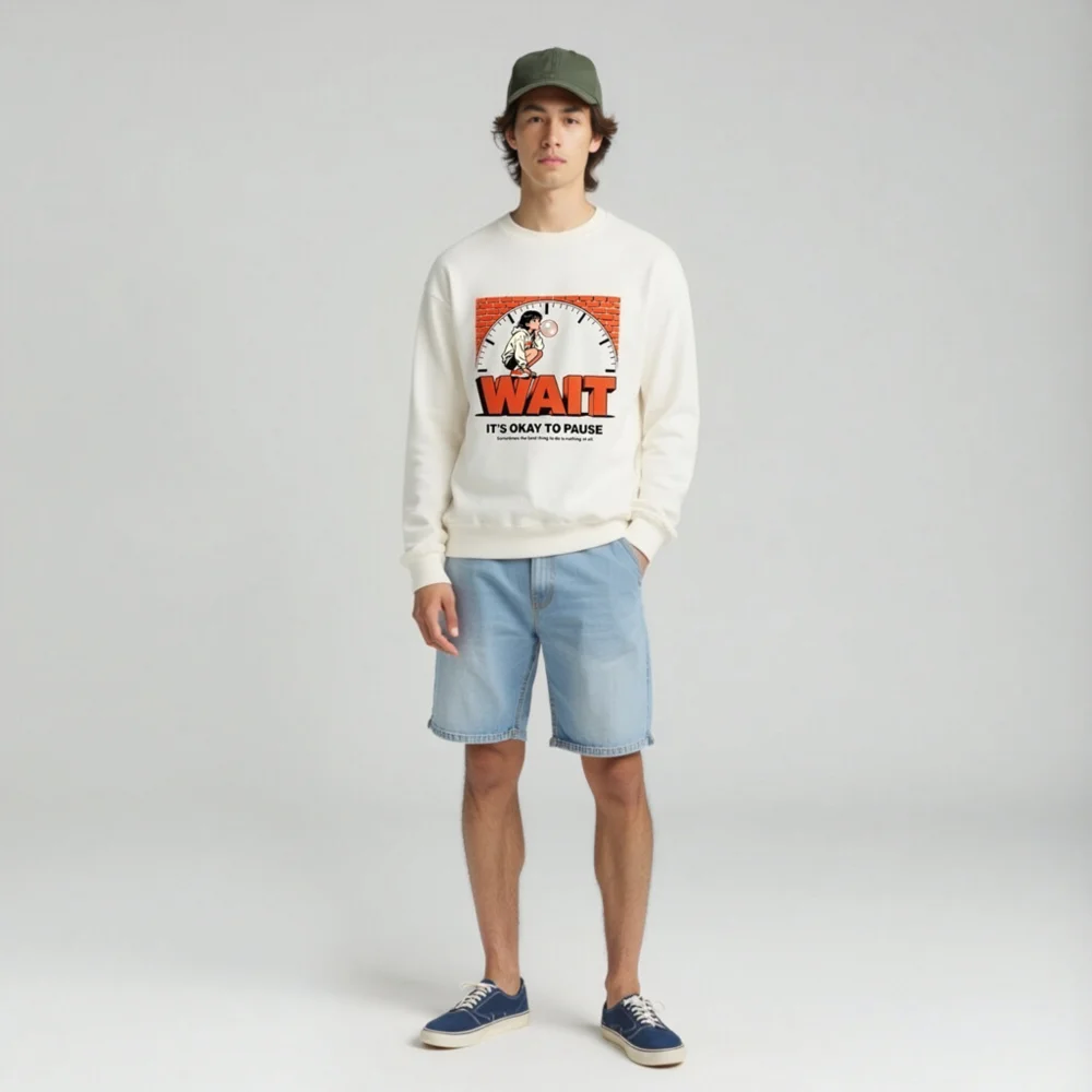 Wait It's Okay to Pause Sweatshirt - Unisex Crewneck Graphic Pullover - Image 3