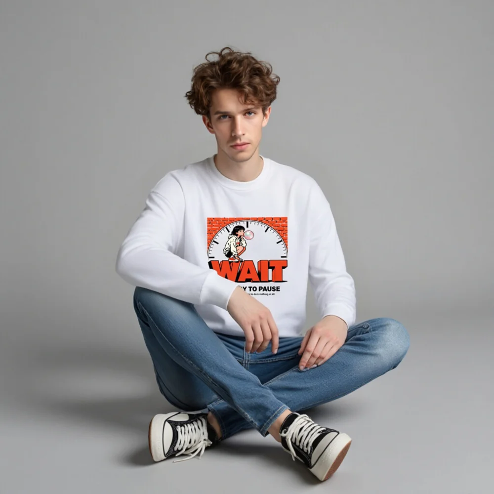 Wait It's Okay to Pause Sweatshirt - Unisex Crewneck Graphic Pullover - Image 4