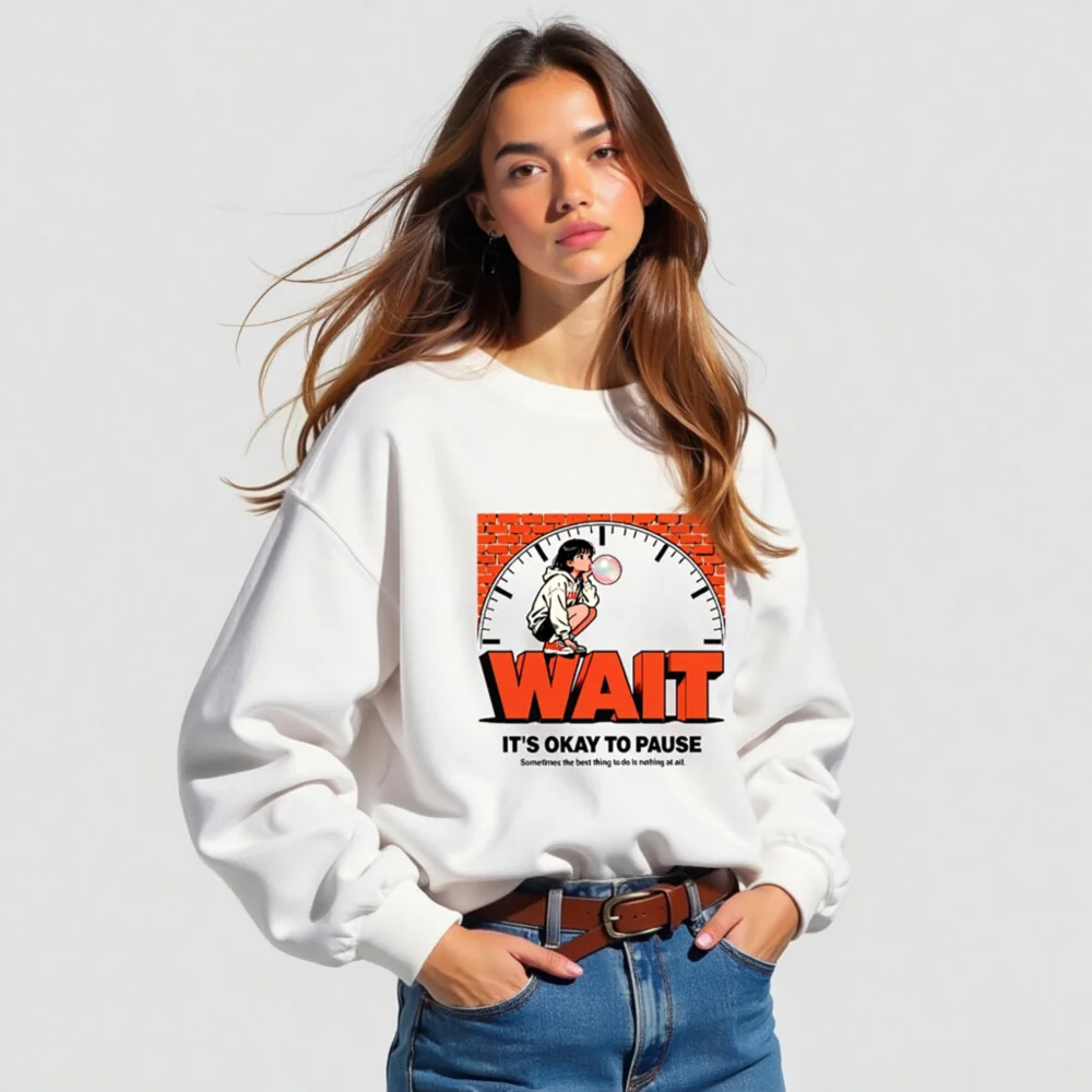 Wait It's Okay to Pause Sweatshirt - Unisex Crewneck Graphic Pullover - Image 5
