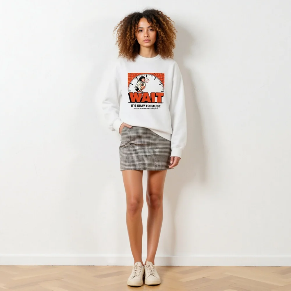 Wait It's Okay to Pause Sweatshirt - Unisex Crewneck Graphic Pullover - Image 6