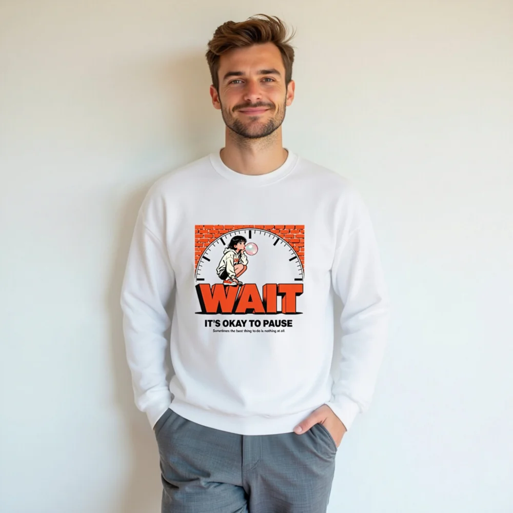 Wait It's Okay to Pause Sweatshirt - Unisex Crewneck Graphic Pullover - Image 7