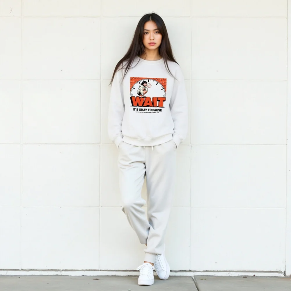 Wait It's Okay to Pause Sweatshirt - Unisex Crewneck Graphic Pullover - Image 10