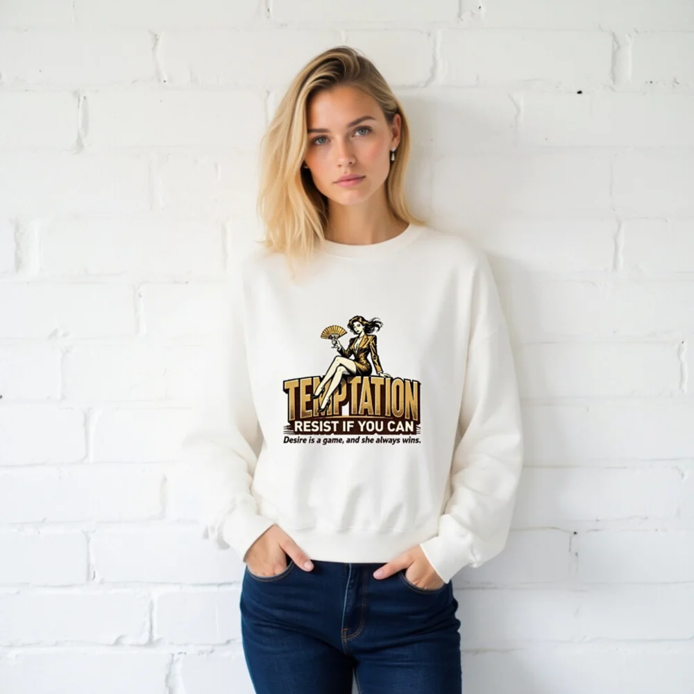 Temptation Resist If You Can Unisex Sweatshirt - Vintage Graphic Crewneck - Image 2