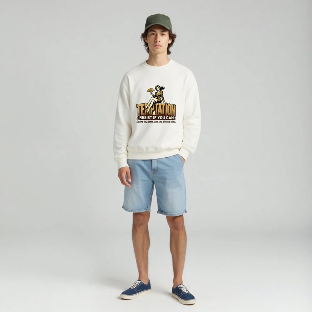 Temptation Resist If You Can Unisex Sweatshirt - Vintage Graphic Crewneck - Image 3