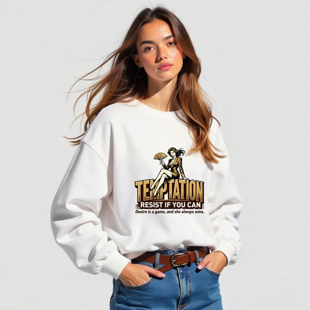 Temptation Resist If You Can Unisex Sweatshirt - Vintage Graphic Crewneck - Image 5