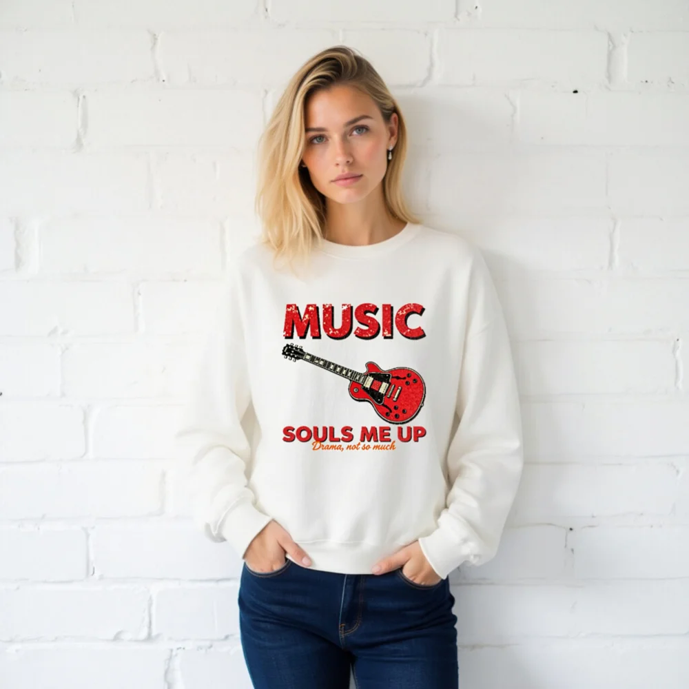 Music Souls Me Up Sweatshirt – Unisex Crew Neck Graphic Pullover - Image 2