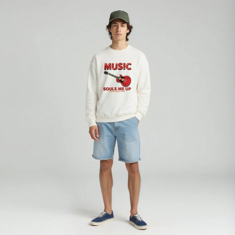 Music Souls Me Up Sweatshirt – Unisex Crew Neck Graphic Pullover - Image 3