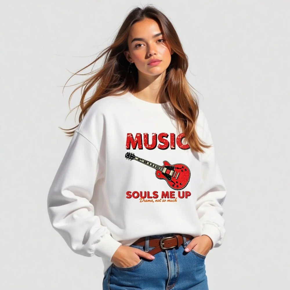Music Souls Me Up Sweatshirt – Unisex Crew Neck Graphic Pullover - Image 5