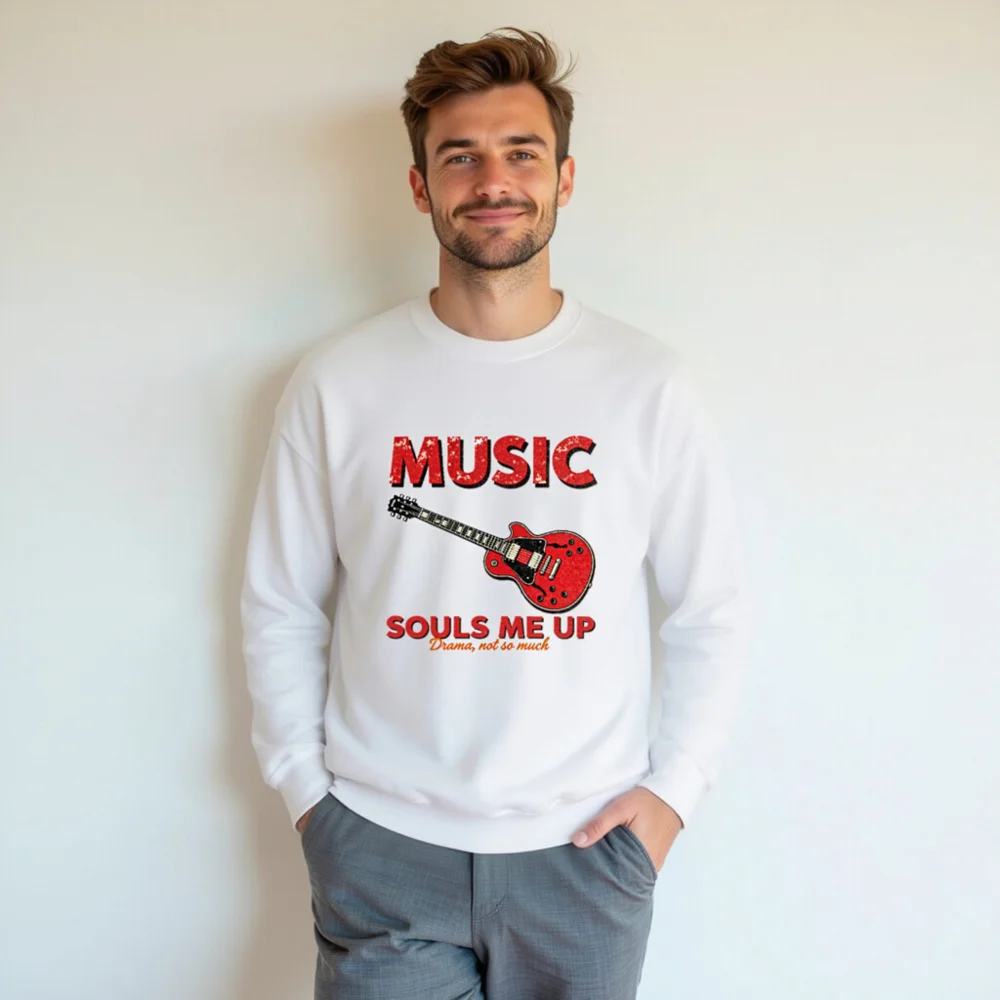 Music Souls Me Up Sweatshirt – Unisex Crew Neck Graphic Pullover - Image 7