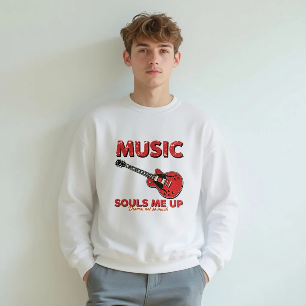 Music Souls Me Up Sweatshirt – Unisex Crew Neck Graphic Pullover - Image 8