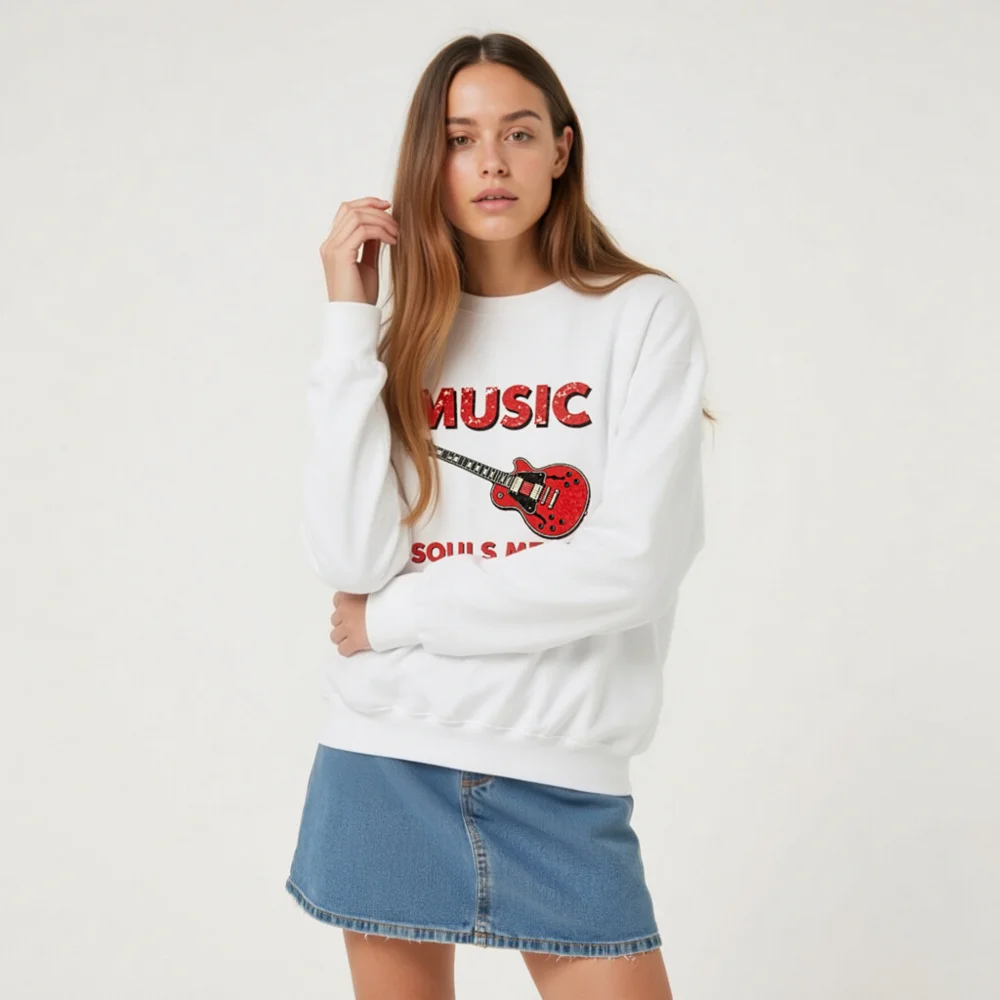 Music Souls Me Up Sweatshirt – Unisex Crew Neck Graphic Pullover - Image 9