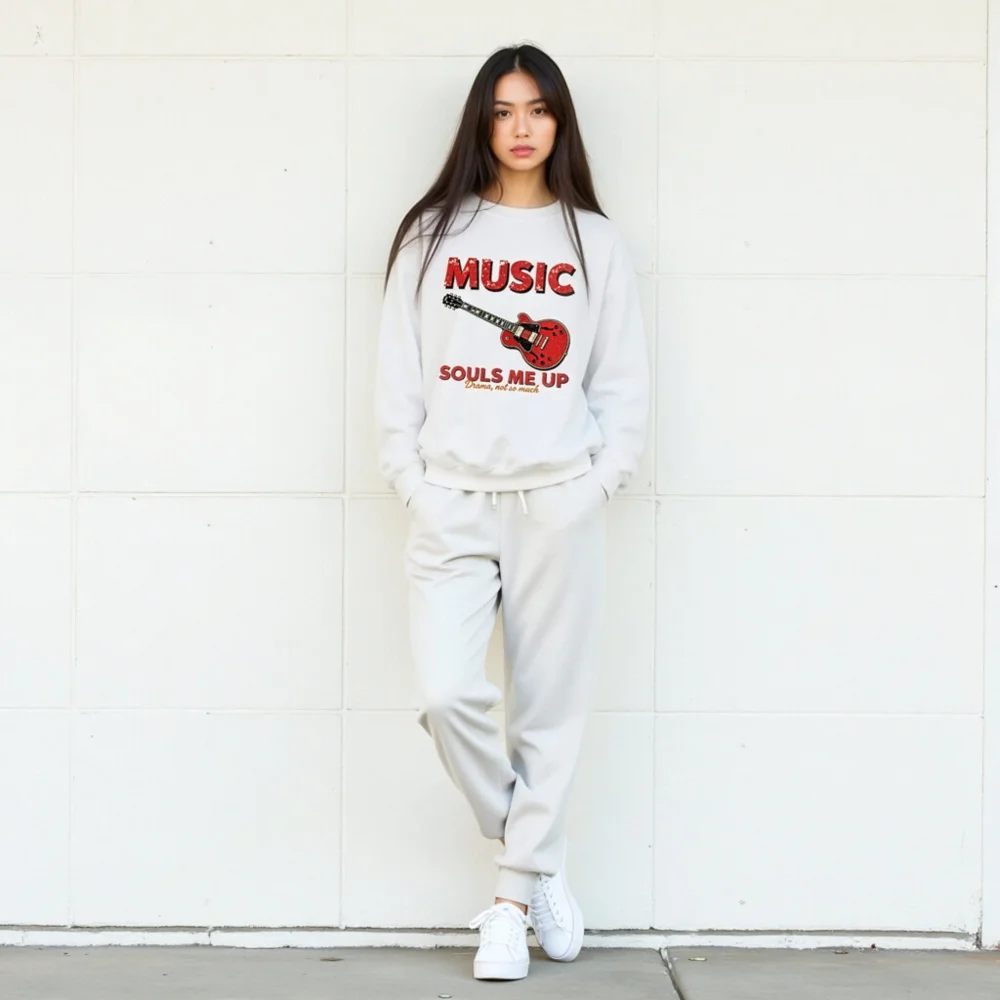 Music Souls Me Up Sweatshirt – Unisex Crew Neck Graphic Pullover - Image 10