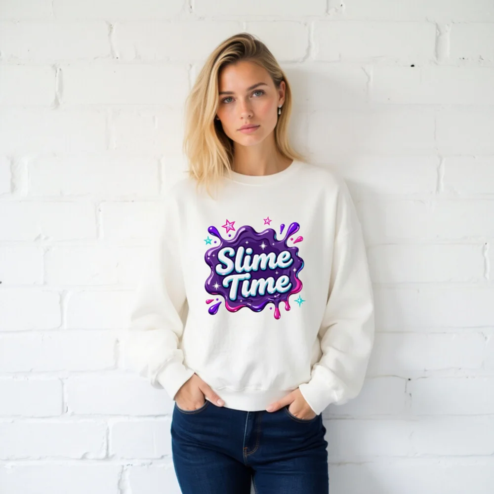 Slime Time Unisex Crew Neck Sweatshirt - Soft Cotton Pullover - Image 2