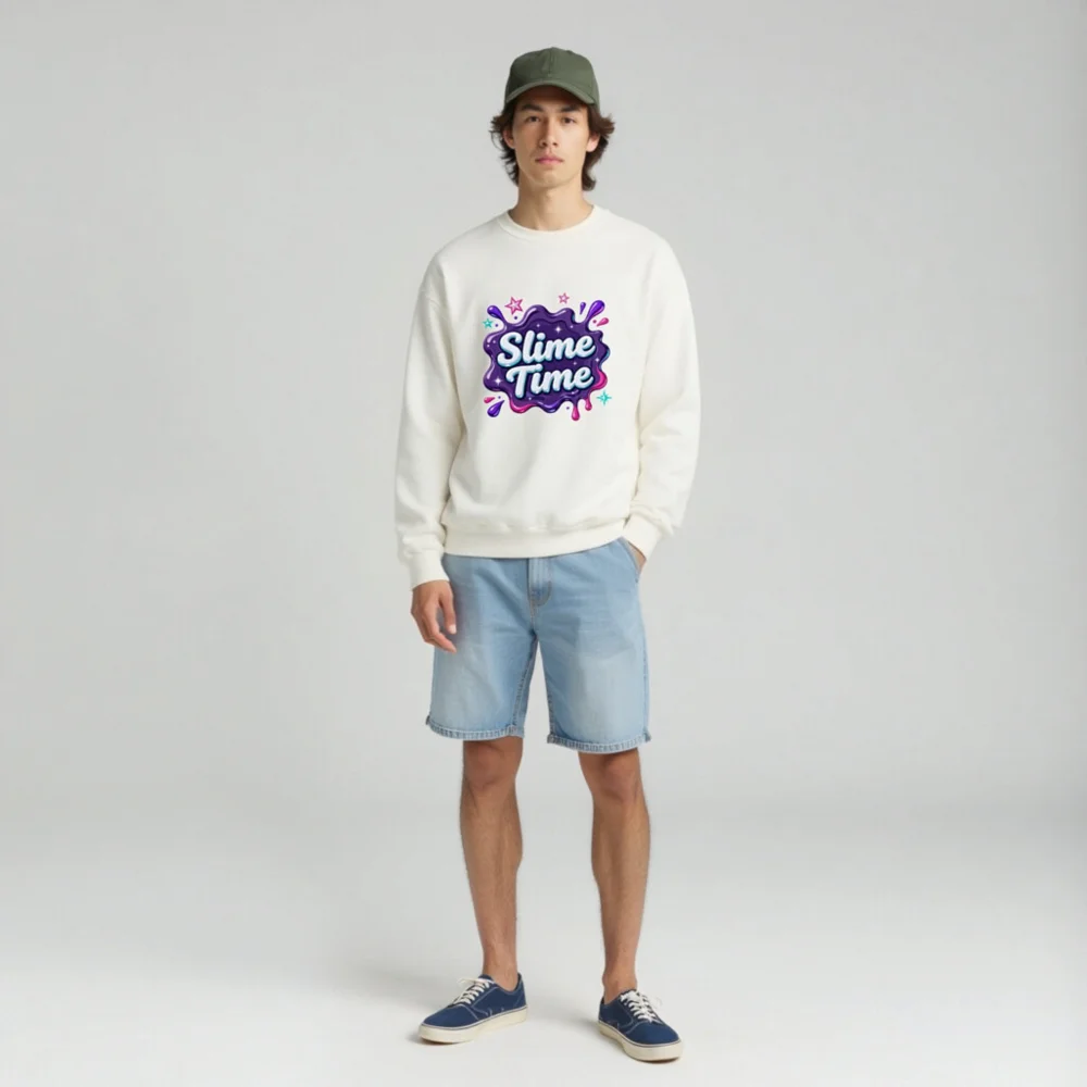 Slime Time Unisex Crew Neck Sweatshirt - Soft Cotton Pullover - Image 3