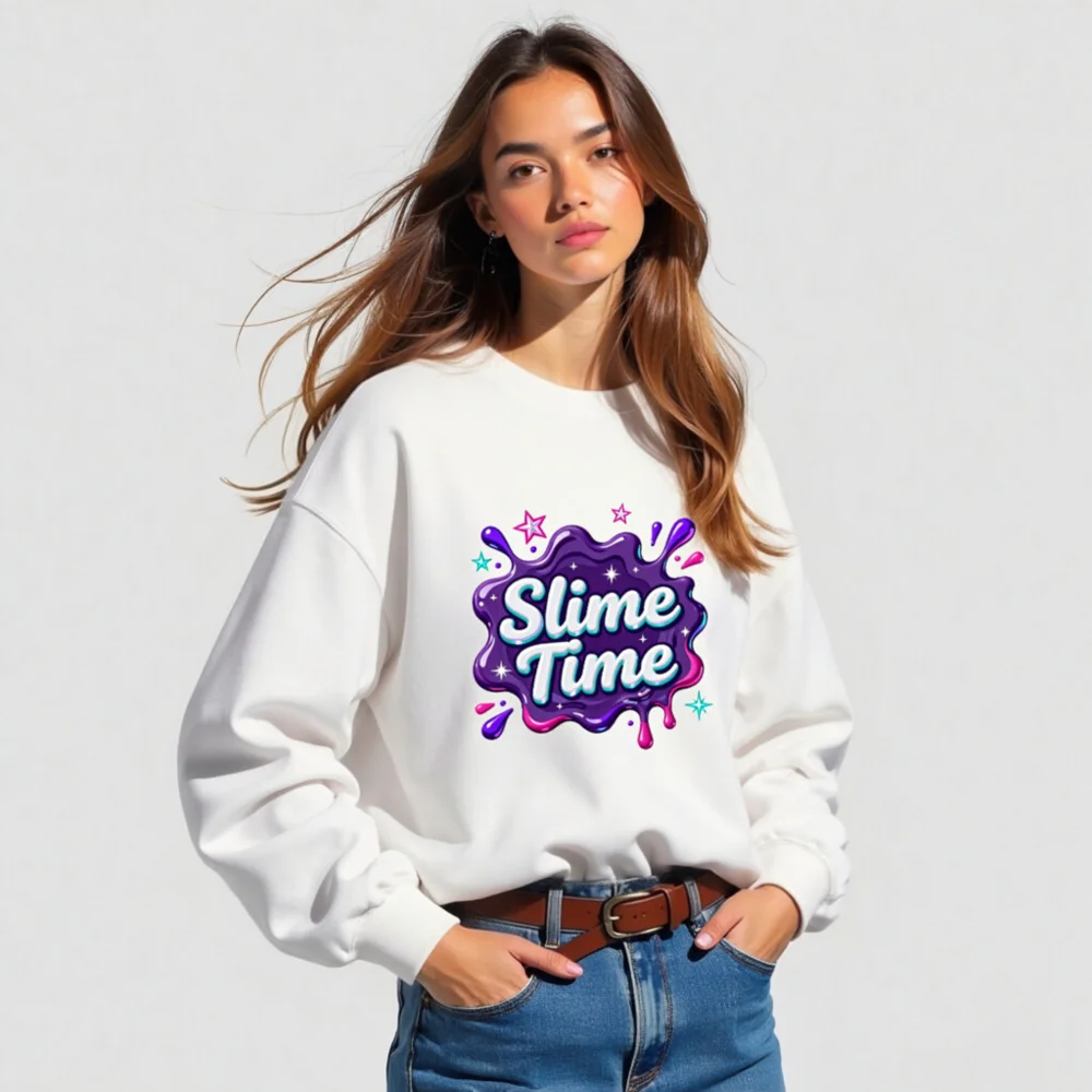 Slime Time Unisex Crew Neck Sweatshirt - Soft Cotton Pullover - Image 5