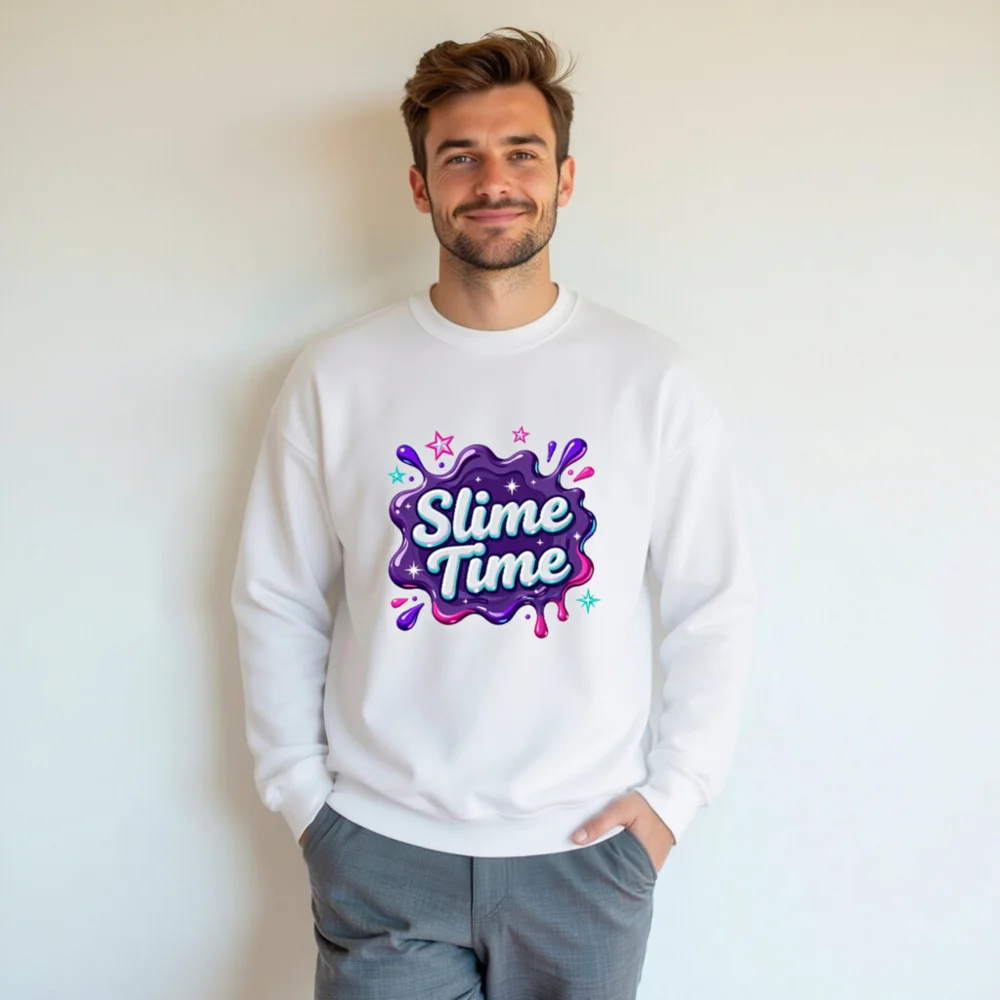 Slime Time Unisex Crew Neck Sweatshirt - Soft Cotton Pullover - Image 7