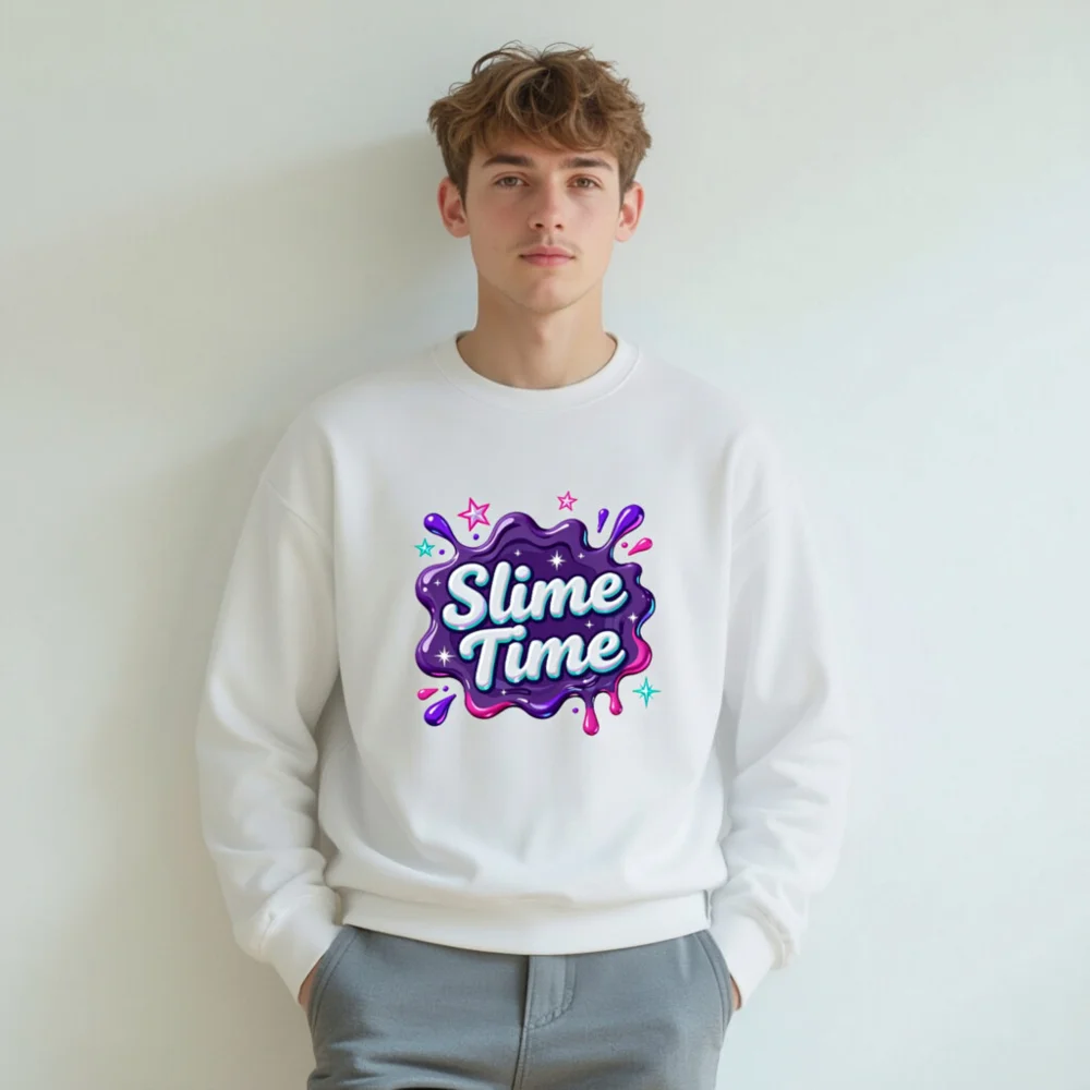 Slime Time Unisex Crew Neck Sweatshirt - Soft Cotton Pullover - Image 8