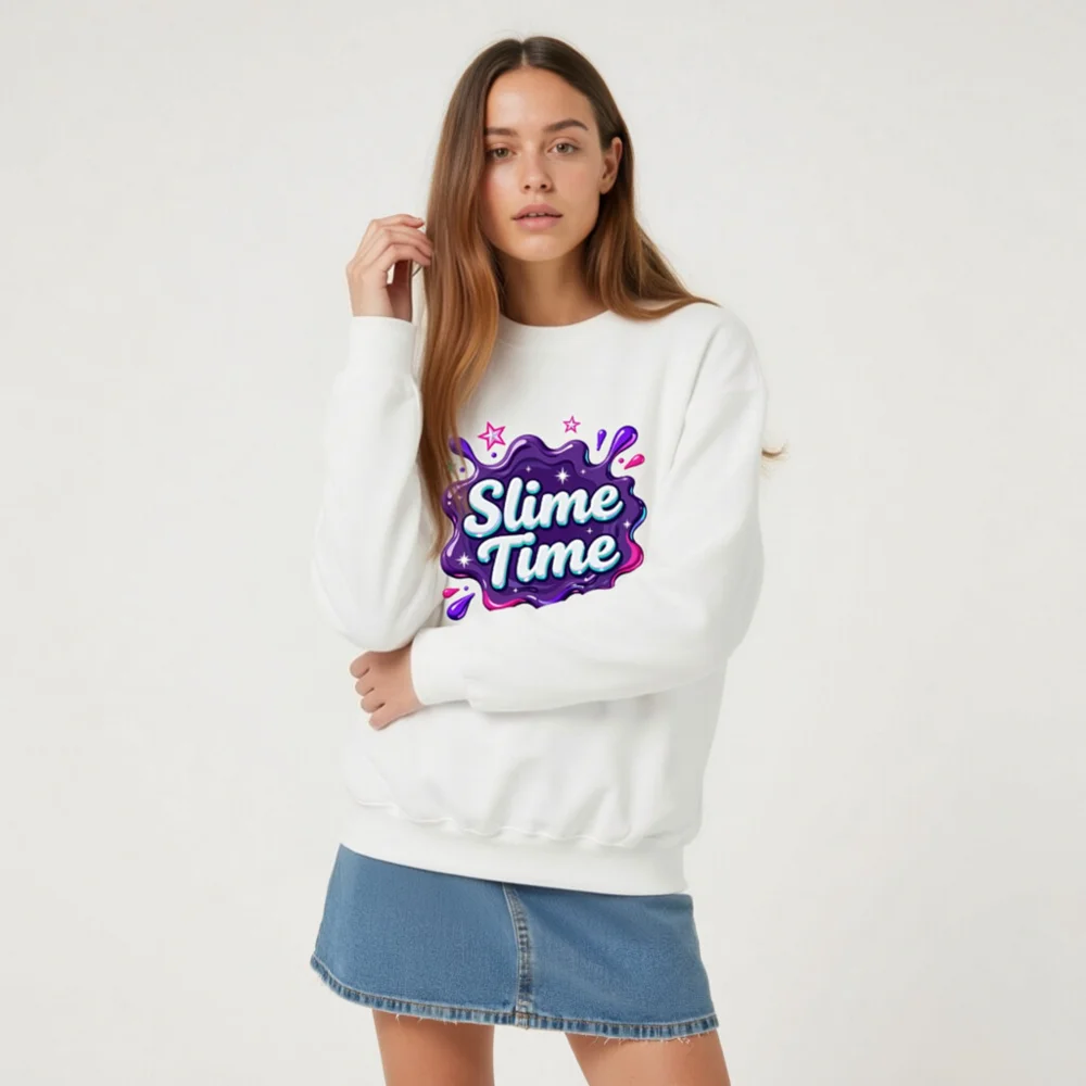 Slime Time Unisex Crew Neck Sweatshirt - Soft Cotton Pullover - Image 9